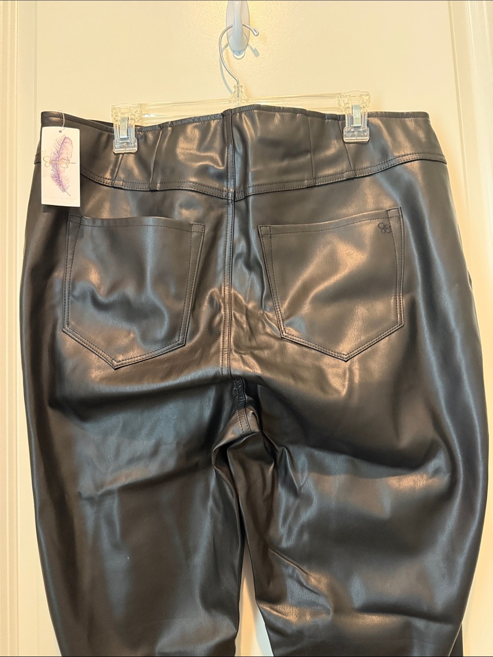 Jessica Simpson Black Faux Leather Flare Jeans - Women NWT size 18W - Picture 5 of 8